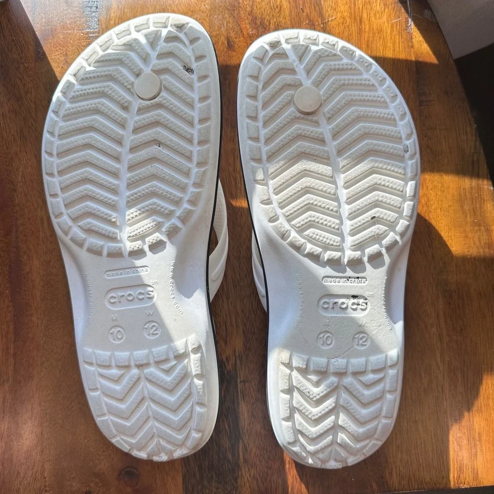 Crocs Crocband Flip Flops Unisex White Lightweight Comfort Sandals M10 W12